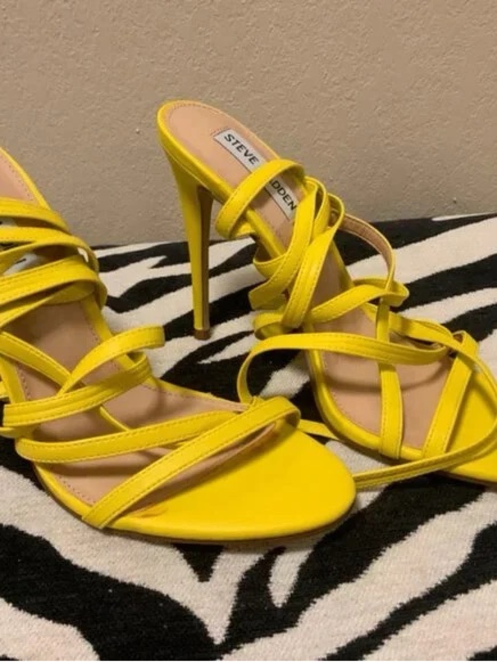 Steve Madden Yellow Strappy Stiletto Sandals